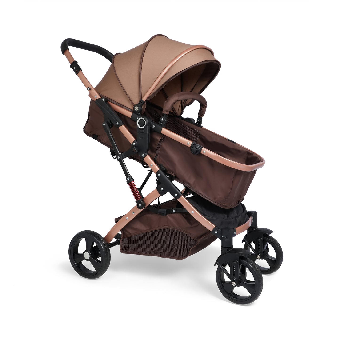 Ella Compact Pram Stroller - Travel Friendly, Reversible, Easy To Fold, Wheel Lock, Storage Pouch, Canopy