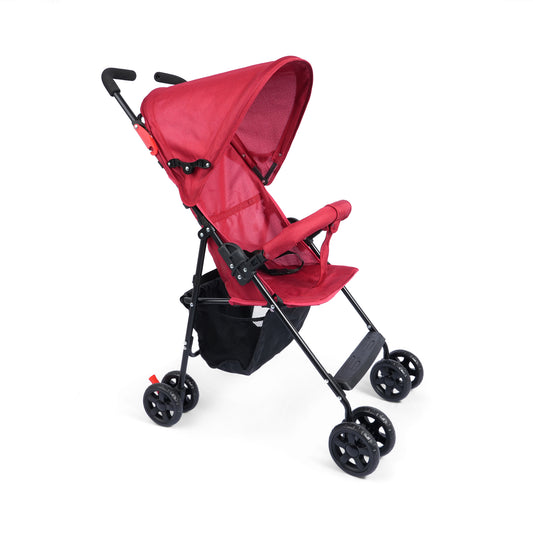 Oswald Eco Stroller (RED) - Travel Friendly, Easy To Fold, Wheel Lock, Storage Pouch, Canopy